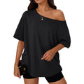 Trendy Queen Womens Off the Shoulder Tops Oversized Summer Spring T-Shirts 2026