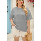 Women's Oversized Crew Neck Tunic Top Light Grey