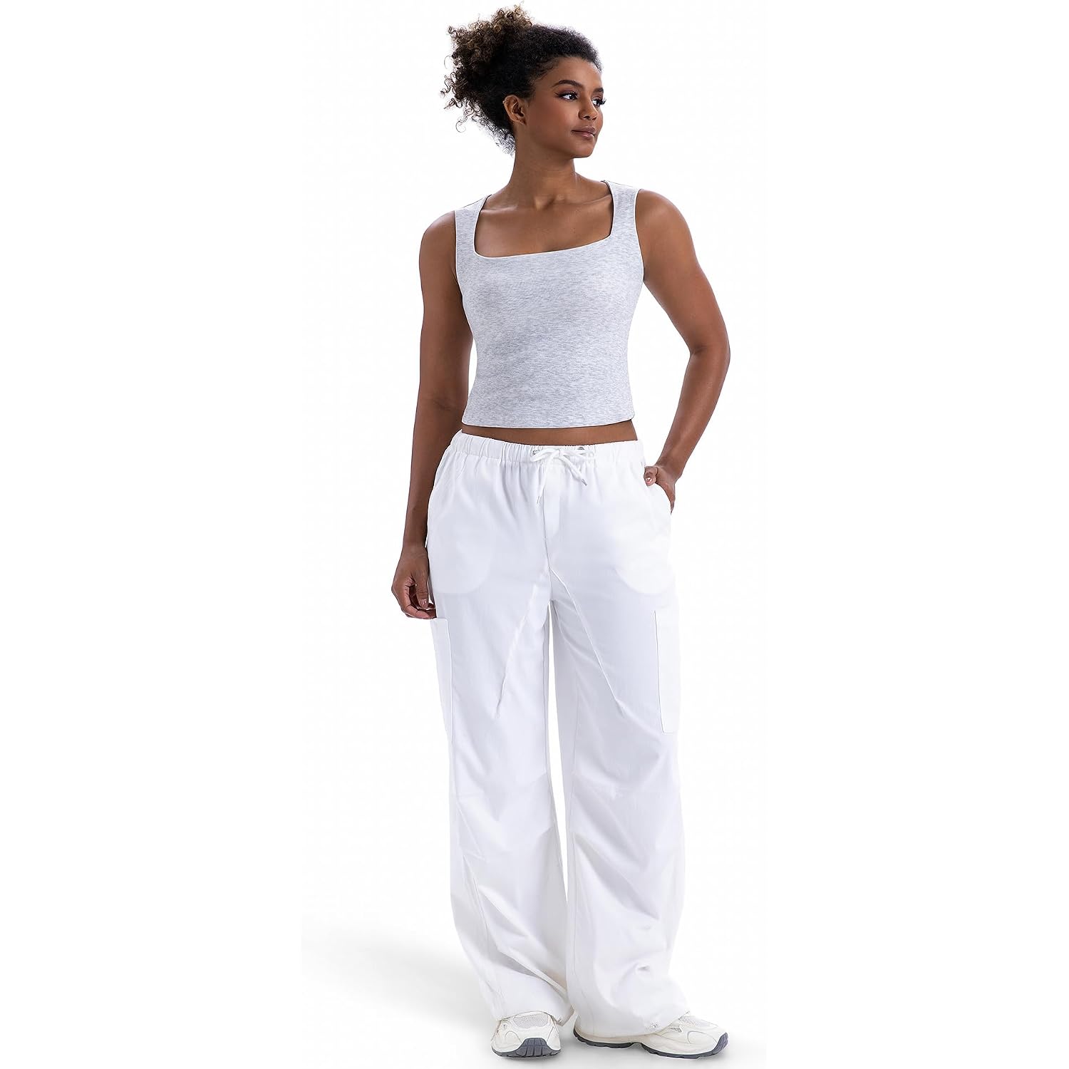 LanGui Womens Double Lined Sleeveless Tank Tops - Square Neck Crop Top Camisole Sexy Cute Summer Fitted Shirts for Going Out