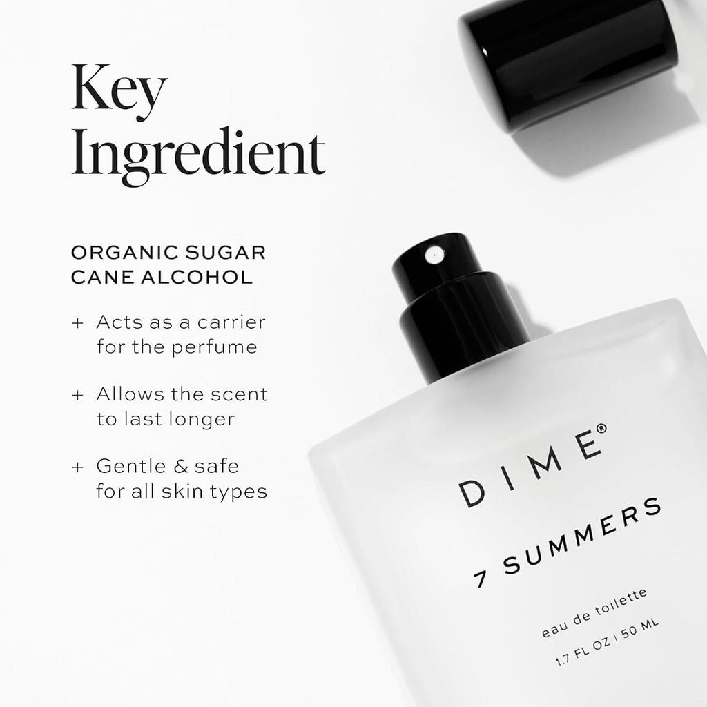 DIME Beauty 7 Summers Perfume for Women - Sweet Floral Eau de Toilette with Bergamot, Vanilla Orchid and Coconut, Clean, Vegan, Cruelty-Free Fragrance, 1.7 oz / 50 ml