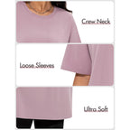 Siimcuzy 1/2/4 Pack Oversized Tshirts for Women, Loose Fit Crew Neck Summer Baggy Tops Workout Tees Plus Size T Shirts