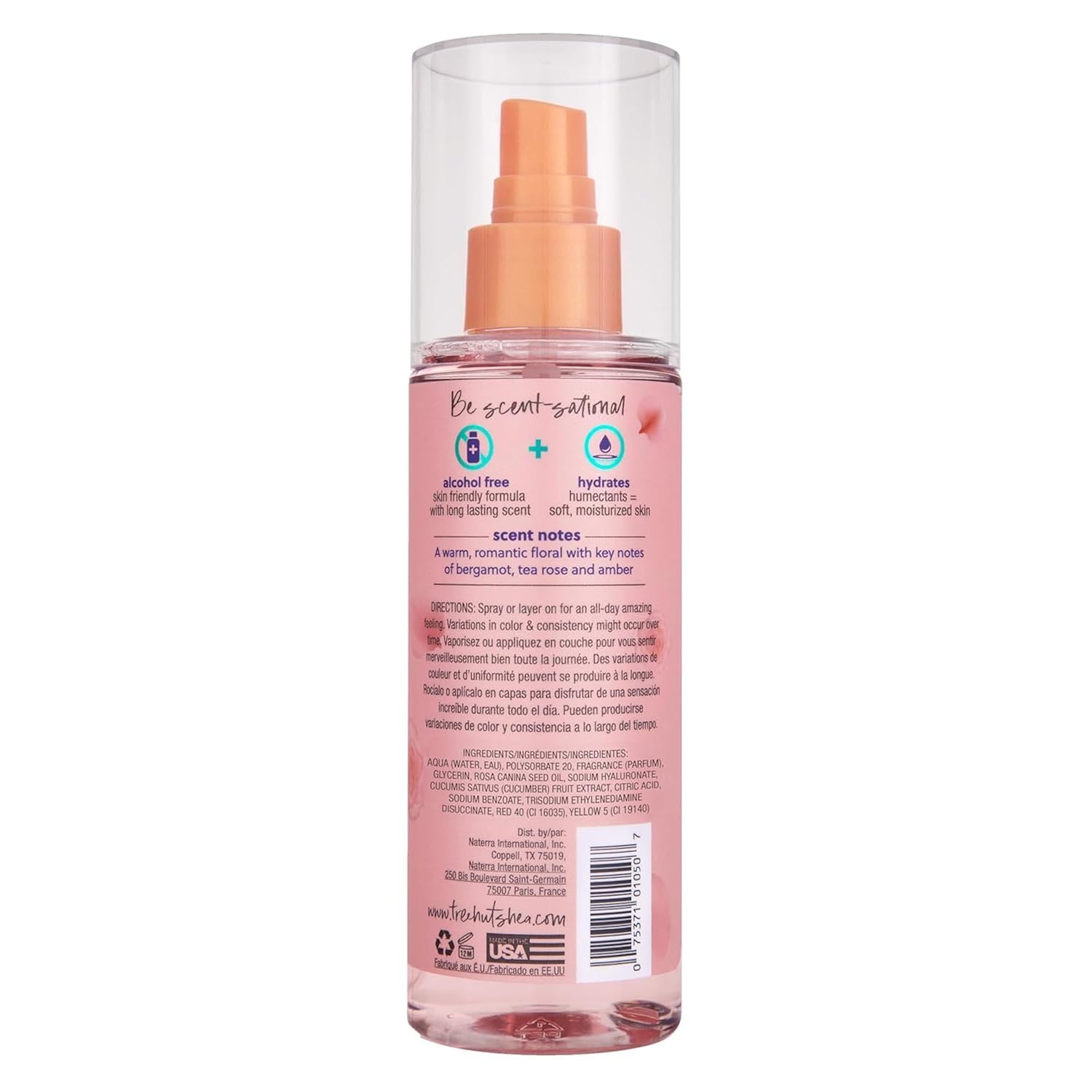 Tree Hut Moroccan Rose Hair & Body Mist, Hydrating & Alcohol-Free Body Spray, Fragrance with Bergamot, Tea Rose & Amber Notes, Alcohol-Free Formula, 6 Fl Oz.