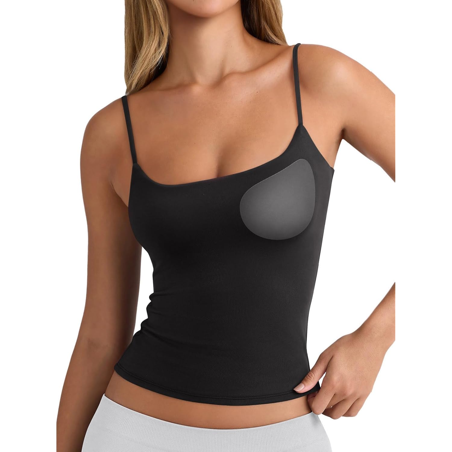 Women's Built-In Bra Backless Tank Top Black