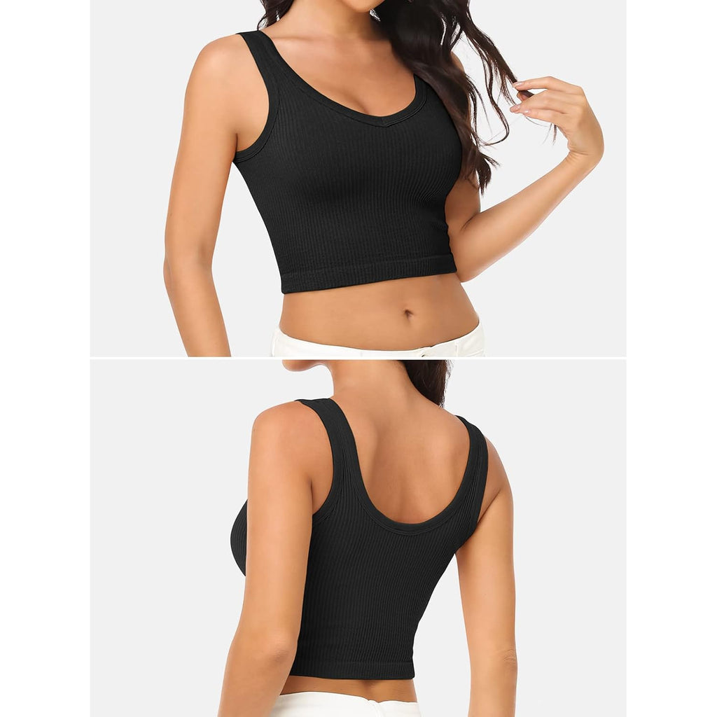 3 Pieces Womens Tank Tops Cute Sexy Going Out Ribbed Summer Tops Black White Crop Tops for Women