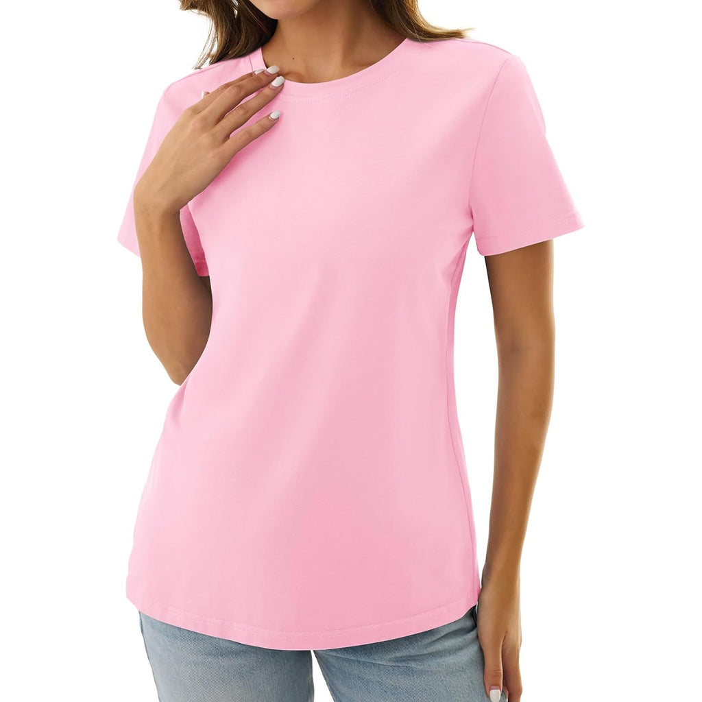GKBK Women's T Shirts Cotton Short Sleeve Summer Tops Casual Soft Basic Tee | Crew Neck, Loose Fit, Comfortable and Breathable Material, Plain Shirt, 2026 Fall Outfits