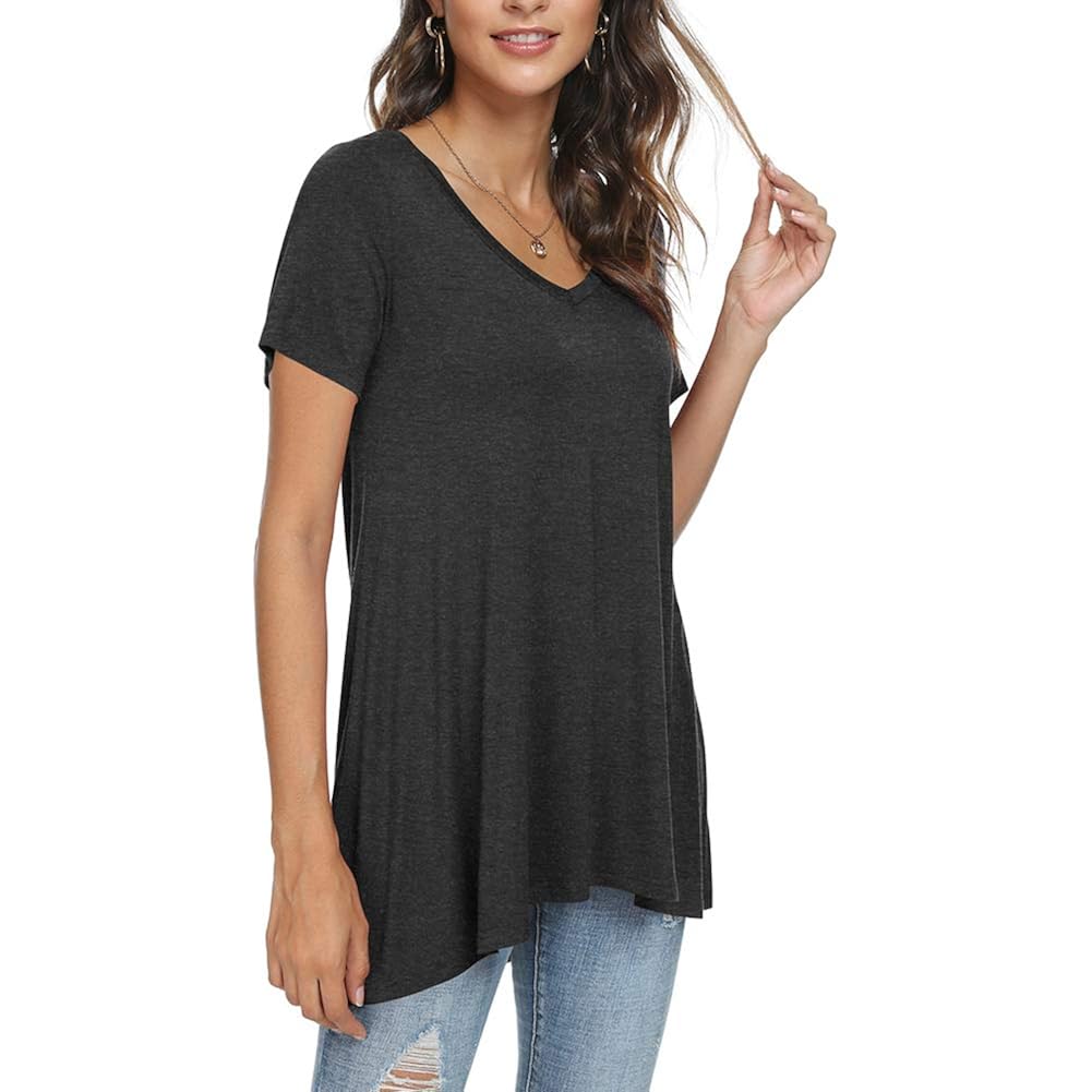 Women's Longline Leggings Fit Tunic Top Short Dark Grey