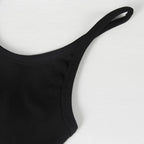 Women's Ribbed Scoop Neck Tank Top Full Length Black