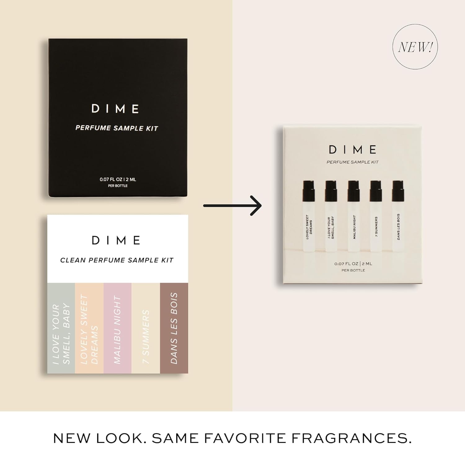 DIME Beauty Perfume Sampler Kit - Set of 5 Travel Size Perfumes for Women, Clean Fragrance Discovery Set, Eau de Toilette with Organic Sugar Cane Alcohol, Vegan, 5 x 2 ml