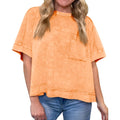 Cicy Bell Womens Summer Cropped T-Shirts Boxy Casual Short Sleeve Crew Neck Tops Acid Wash Cotton Loose Fit Tee Shirts