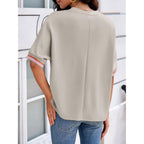 Women's Oversized V-Neck Tunic Top Khaki