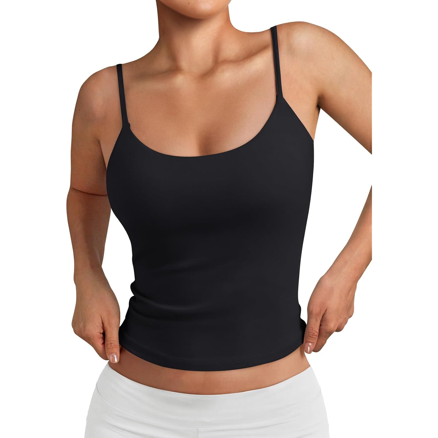 Trendy Queen Womens Summer Double Lined Adjustable Spaghetti Strap Tank Top