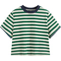 CIDER Women Stripe Crop Boxy Top Oversized Summer Crew Neck T-Shirt Cotton-Blend Short Sleeve Tee