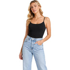 Camisole Tops for Women 2 Pack Black White Adjustable Strap Basic Cami Tank Tops Soft Stretch Layering Undershirts