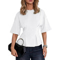Dokotoo Womens Peplum Tops Summer Babydoll Short Sleeve T Shirts Casual Dressy Going Out Fashion Trendy Y2K Clothes
