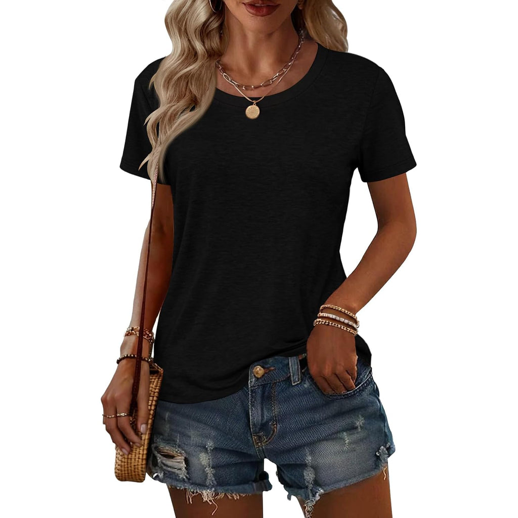 KILISU 2PCS Women Short Sleeve T Shirts Crew Neck Solid Soft Basic Tee Casual Loose Fit Lightweight Summer Tops Clothes 2026