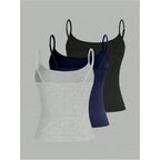 Women's Spaghetti Strap Crop Tank Top Black/Dark Blue/Grey
