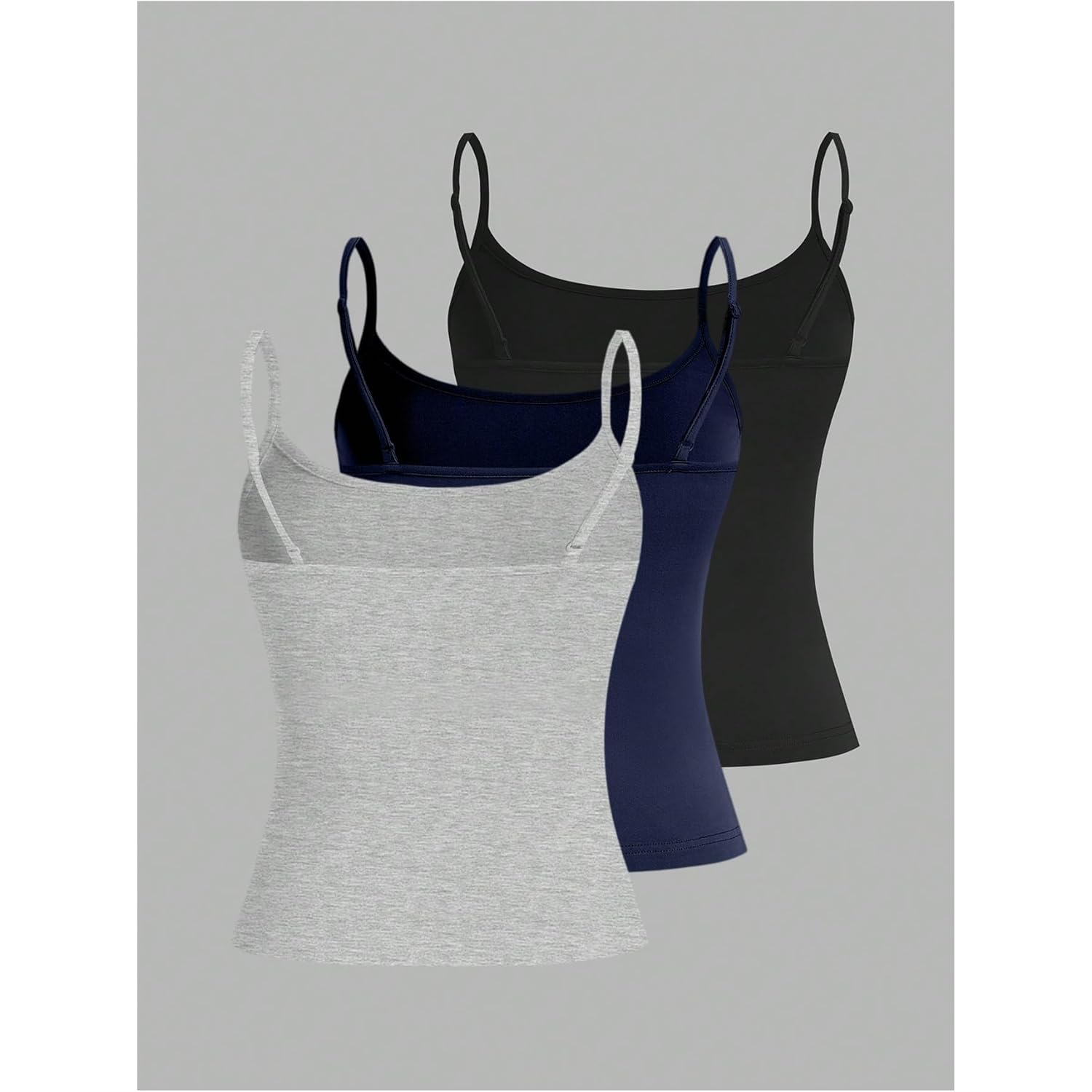 Women's Spaghetti Strap Crop Tank Top Black/Dark Blue/Grey