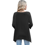 Women's Loose Fit Crew Neck Tunic Top Black