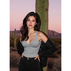 Women's Ribbed V-Neck Tank Top Grey