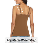 V FOR CITY Women's Cotton Tank Top with Unpadded Shelf Bra Adjustable Wide Strap Camisole Summer Basic Udershirts