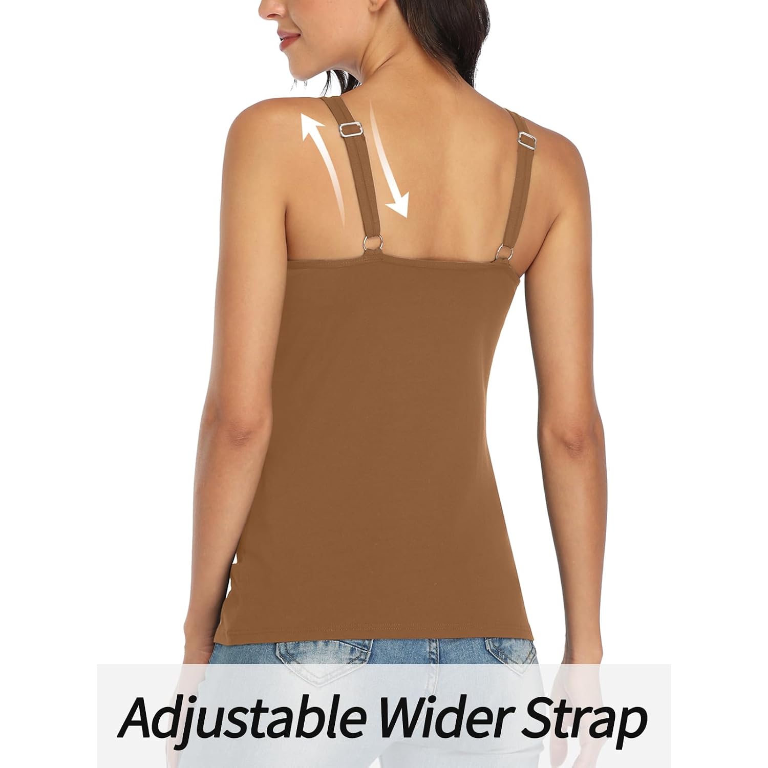 V FOR CITY Women's Cotton Tank Top with Unpadded Shelf Bra Adjustable Wide Strap Camisole Summer Basic Udershirts