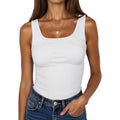 Women's Square Neck Ribbed Tank Top White