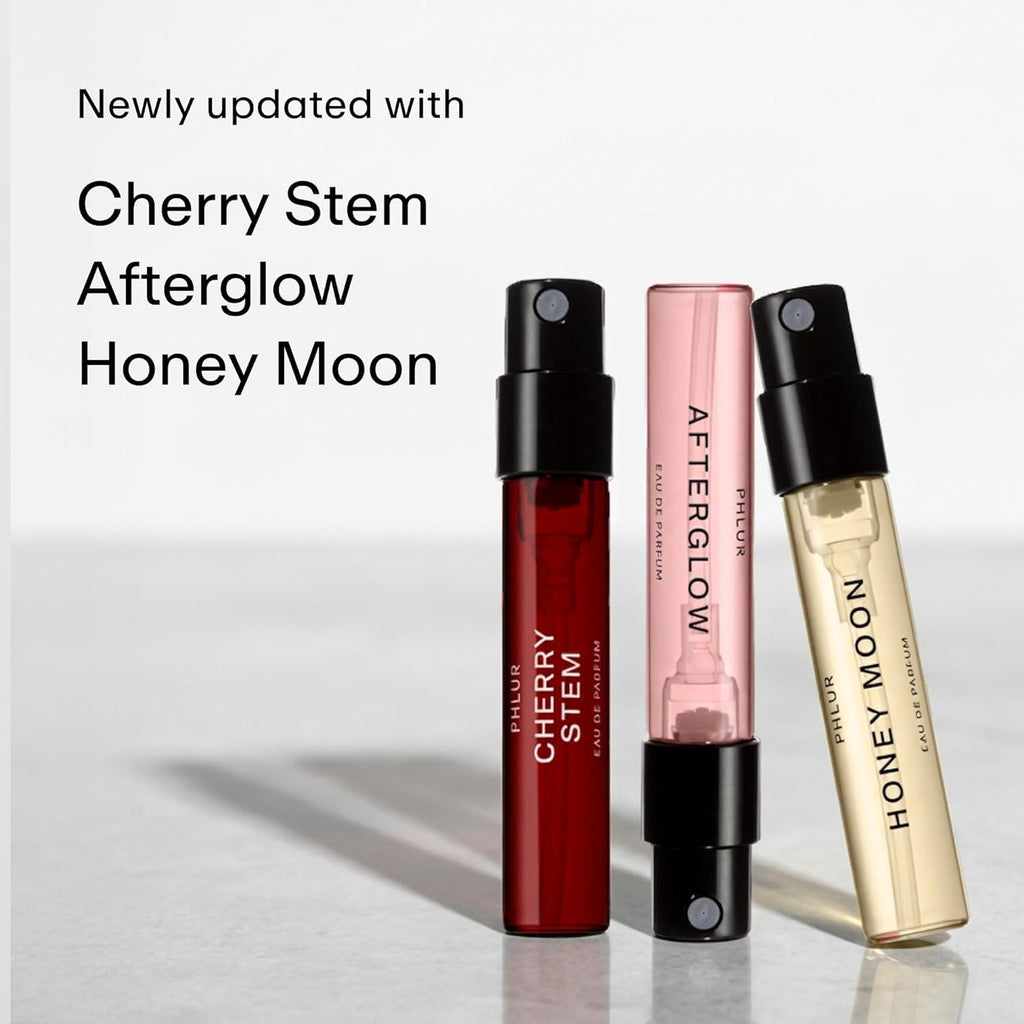 PHLUR Fragrance Discovery Set (2026) - 8pc Perfume Sample Set ft. New Releases Cherry Stem, Afterglow and Honey Moon - 2mL Mini Perfume Fine Fragrance Samples (8 x 2mL)