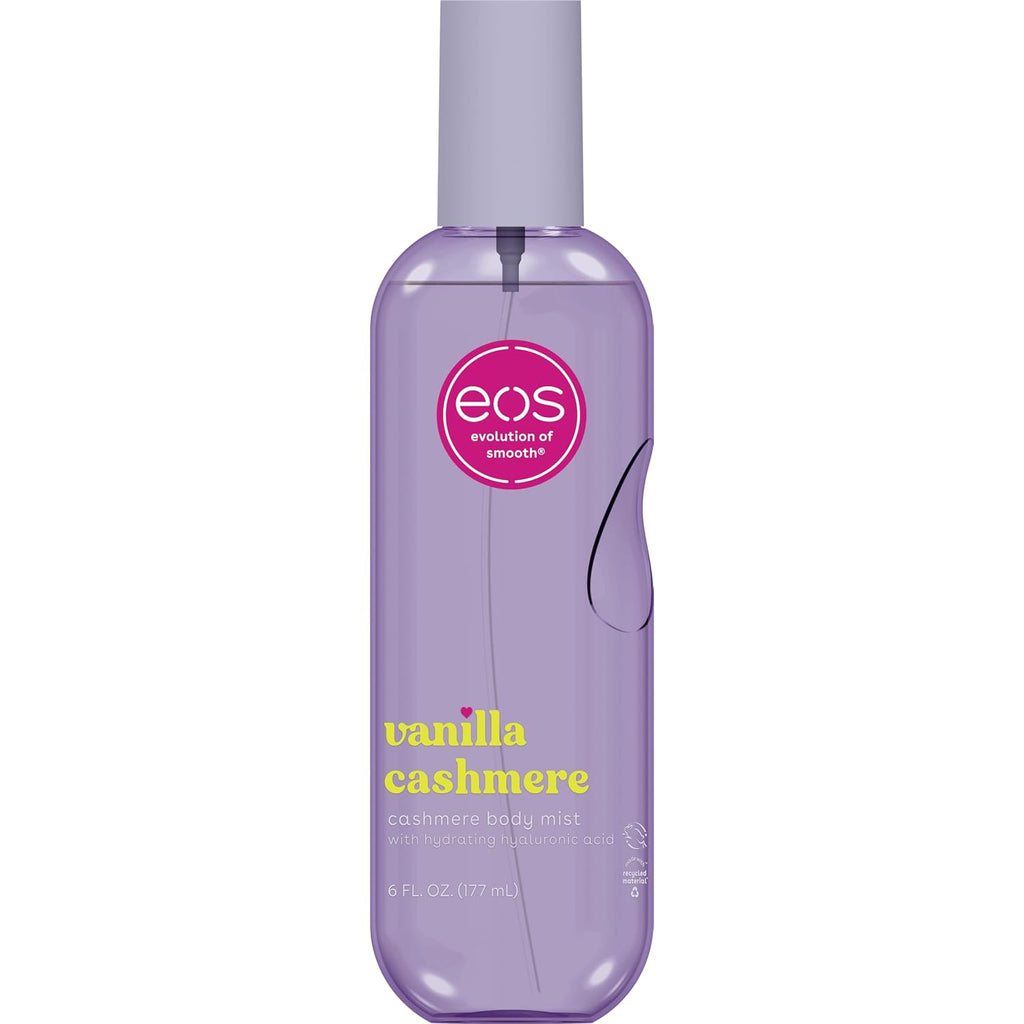 eos Cashmere Body Mist, Vanilla Musk & Cozy Caramel, Hair Mist and Body Spray for Women, Moisturizing Formula with Hyaluronic Acid, Vegan, Cruelty-Free, 6 fl oz