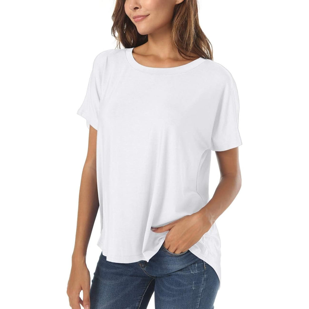 Women's Loose Fit Crew Neck Tunic Top White