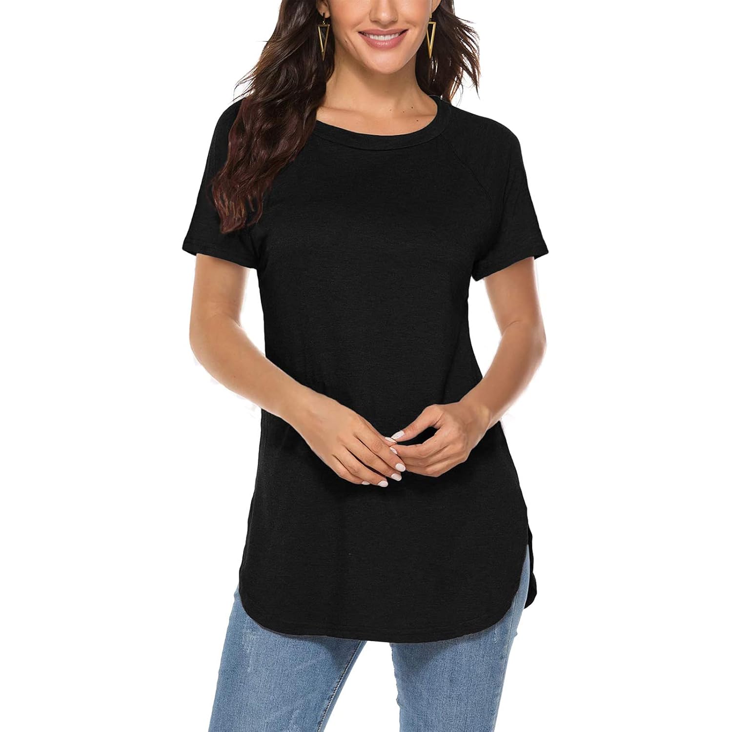 Women's Batwing Sleeve Tunic Top Black