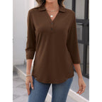 Women's Collared Button Detail Tunic Top Coffee