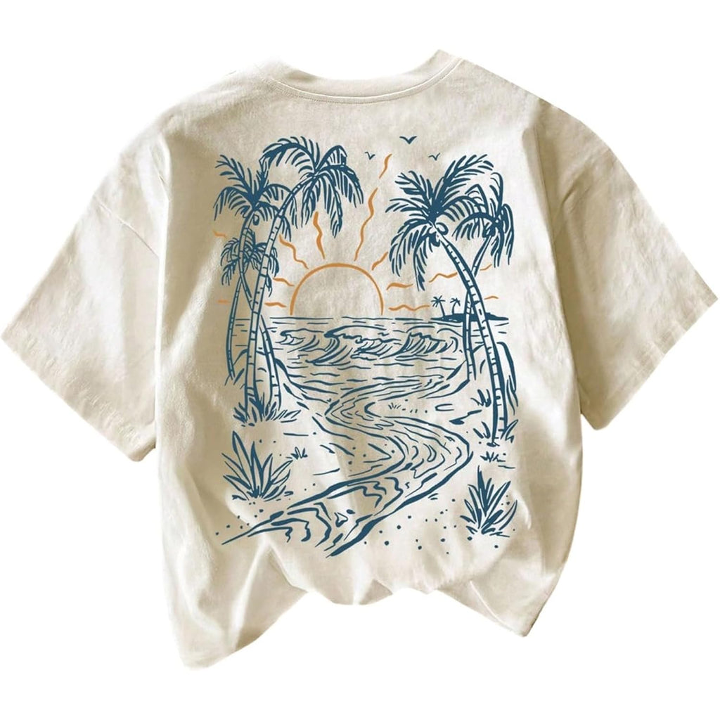 SOLY HUX Women's Graphic Tshirts Tropical Print Short Sleeve Crew Neck Vacation Summer Tee Tops