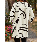 Women's Bell Sleeve Side Split Tunic Top Beige/Black
