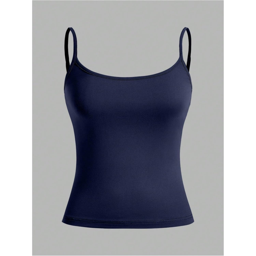 Women's Spaghetti Strap Crop Tank Top Black/Dark Blue/Grey