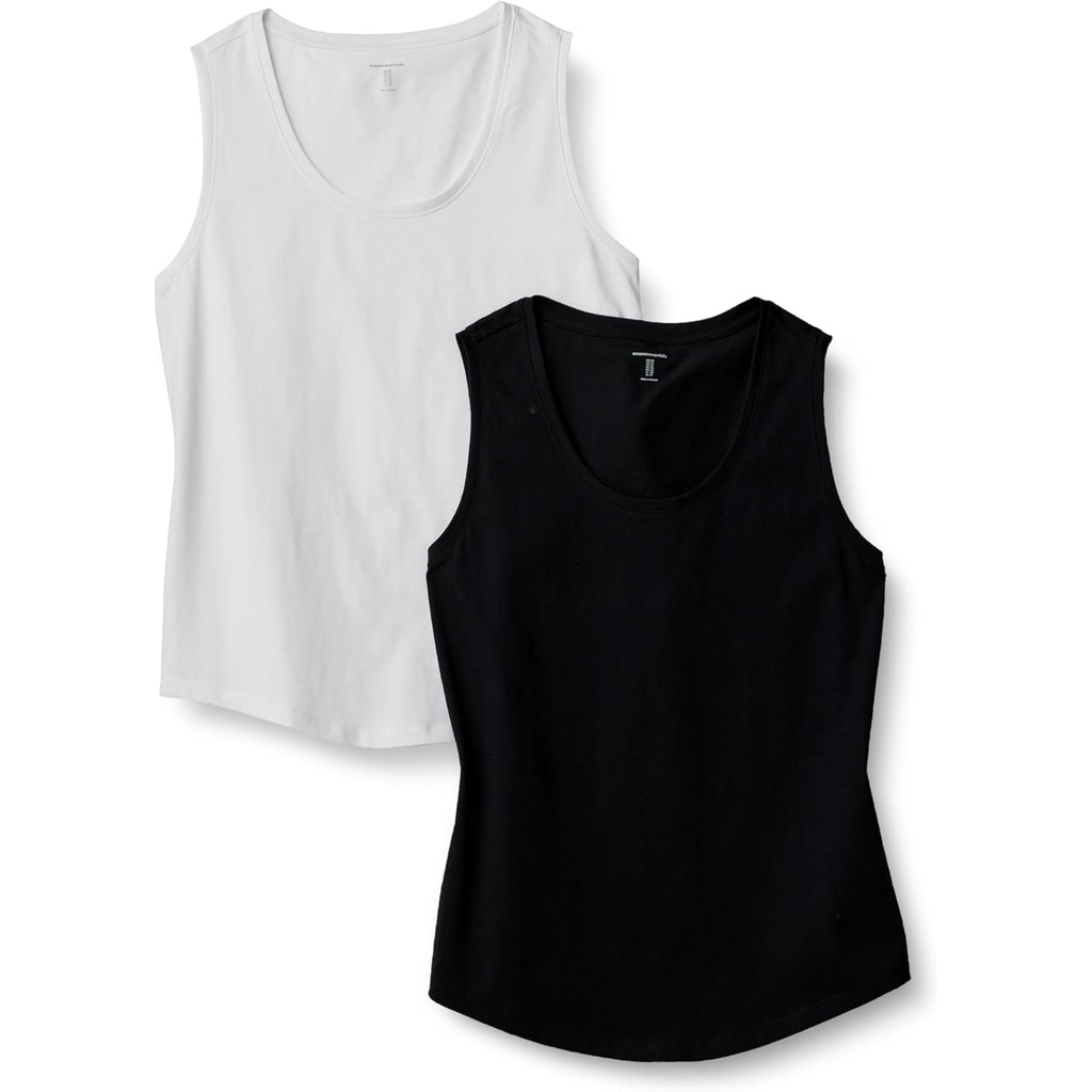 Women's Cotton Sleeveless Tank Top Black/White