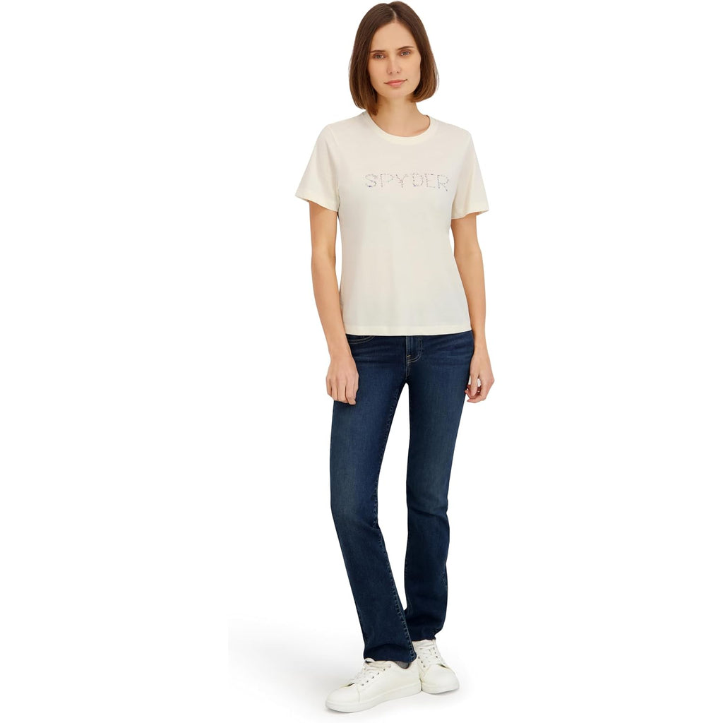 Spyder Women's Floral Wordmark Logo Graphic Short Sleeve Tee T-Shirt