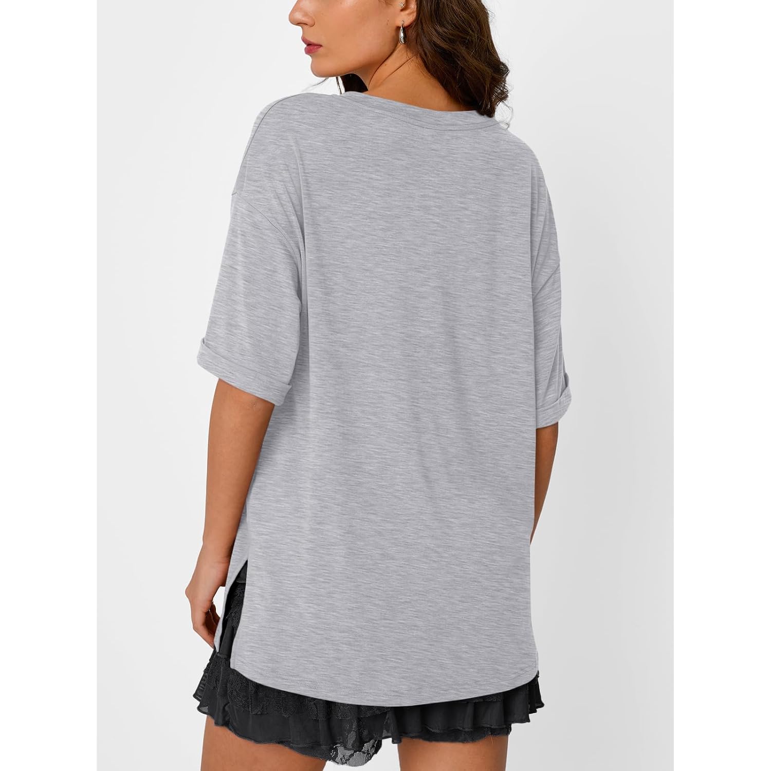 Trendy Queen Plus Size Oversized V Neck Tshirt Breathable Workout Wear