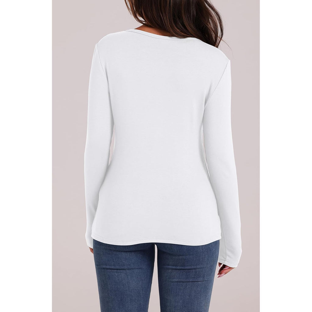 WIHOLL Long Sleeve Thermal Shirt for Women Light Fleece Tops Spring 2026 Crew Neck Casual Basic T-Shirts
