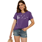 Cicy Bell Women's Dandelion Print T Shirts Cute Graphic Tees Short Sleeve Summer Cotton Tee Tops