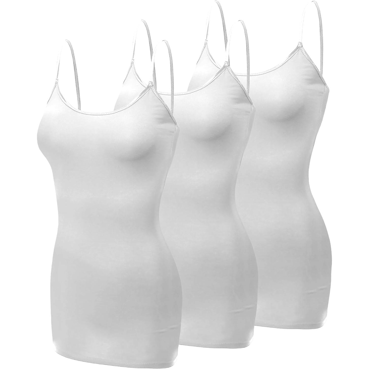 Emmalise Women's Basic Casual Long Camisole Adjustable Strap Cami Layering Top