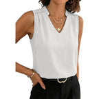 Women's Lace Patchwork V-Neck Tank Top White