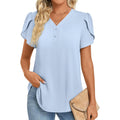 Women's Button Front Chiffon Tunic Top Light Blue