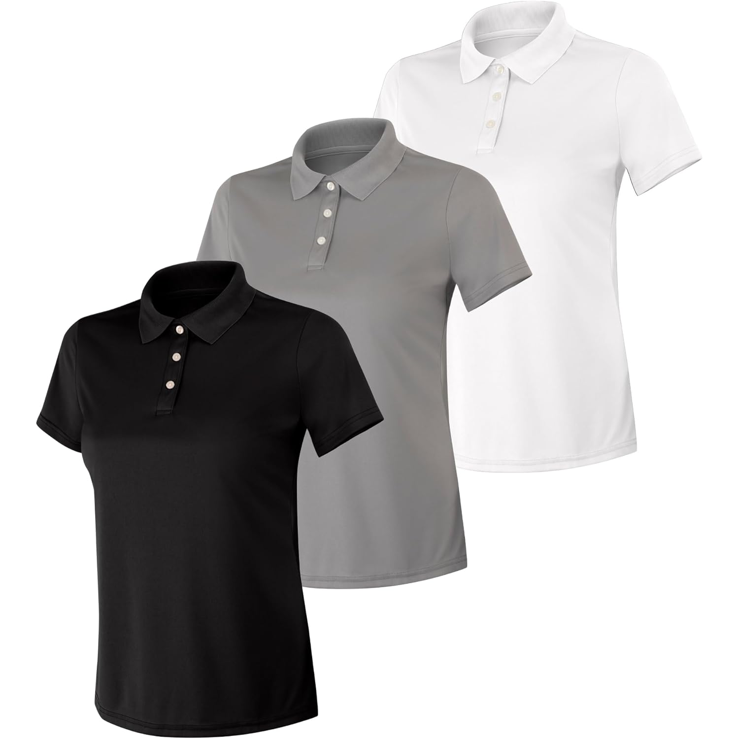 Women's Cool DRI Polo Shirt Black/White/Gray