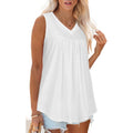 Women's Loose Fit V-Neck Tank Top Pure White