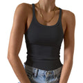 Women's Ribbed Scoop Neck Tank Top Full Length Black