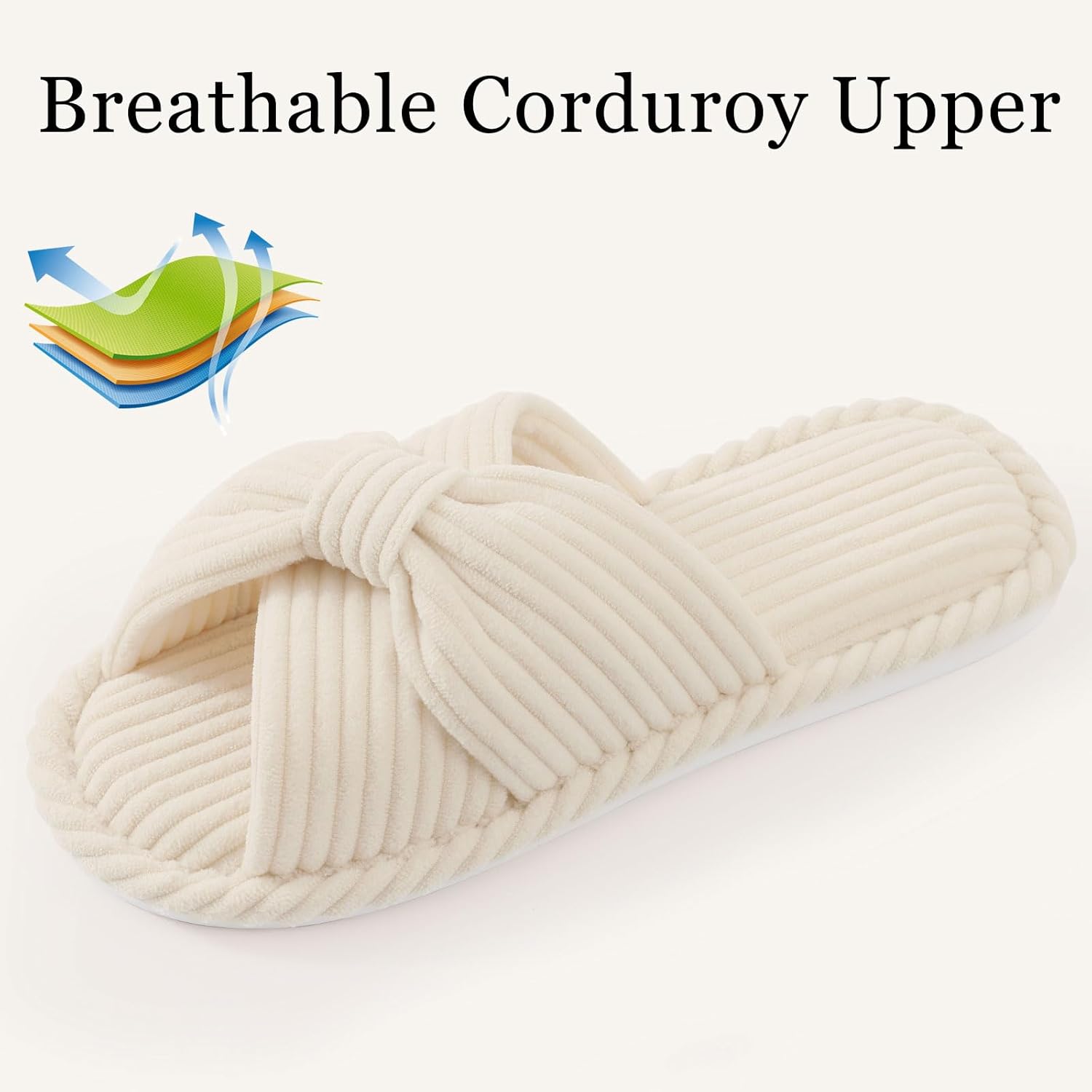 Women's Slippers Corduroy Beige