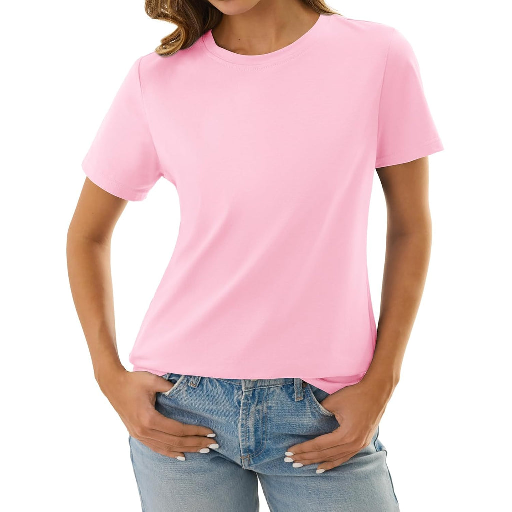 GKBK Women's T Shirts Cotton Short Sleeve Summer Tops Casual Soft Basic Tee | Crew Neck, Loose Fit, Comfortable and Breathable Material, Plain Shirt, 2026 Fall Outfits