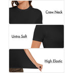 Kinglaman 5 Pack Women's Short Sleeve Basic T Shirts Tees, Slim Fit Crew Neck Tshirt Summer Tops for Casual Workout Trendy