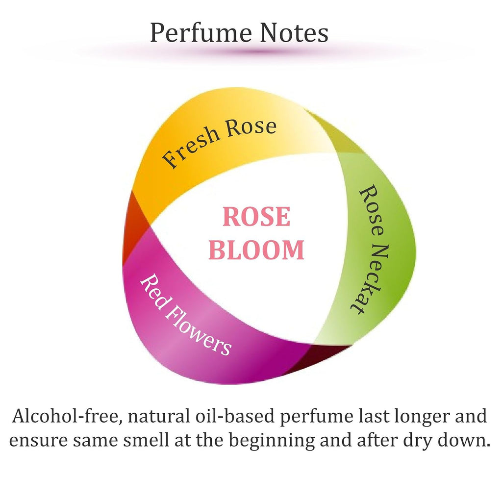 Rose Bloom | Roll on Perfumes for Women & Men | Alcohol-free Rose Perfume Oil | Travel Size Long Lasting Fragrance | 6ml Roller