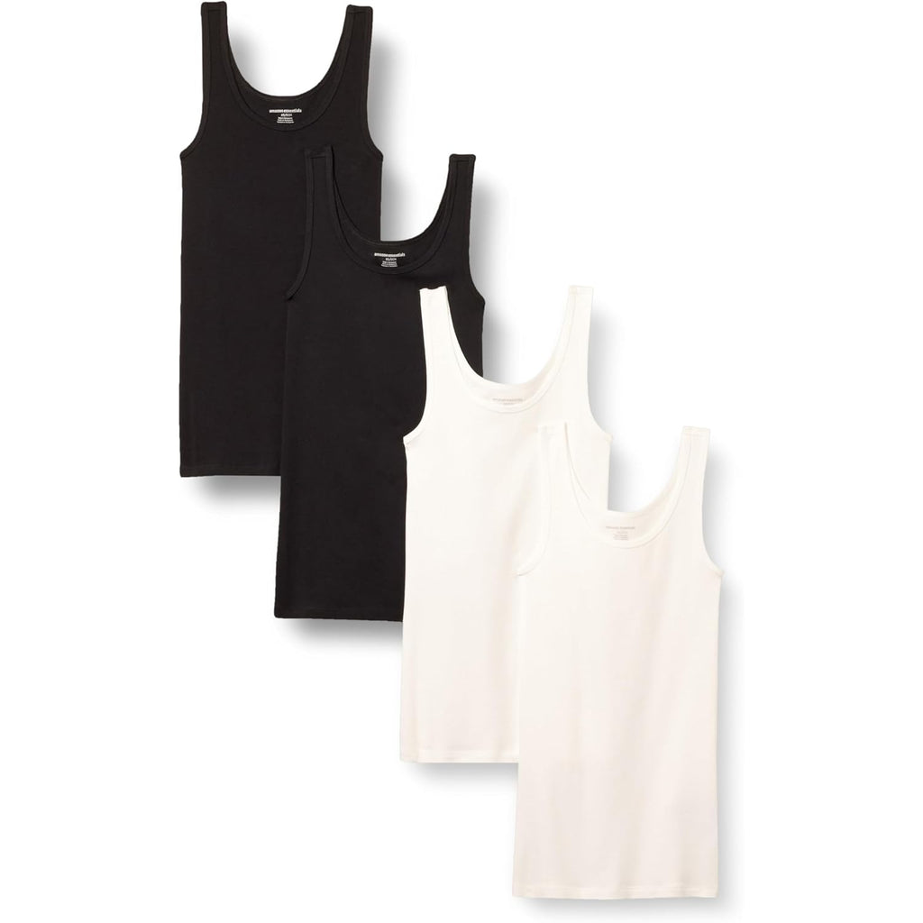 Women's Slim-Fit Scoop Neck Tank Top Black/White